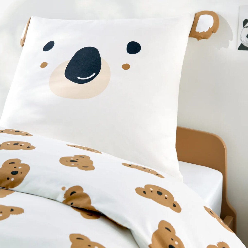Kinderbeddelenset 50% gerecycled katoen, vierkant kussensloop, KOALA