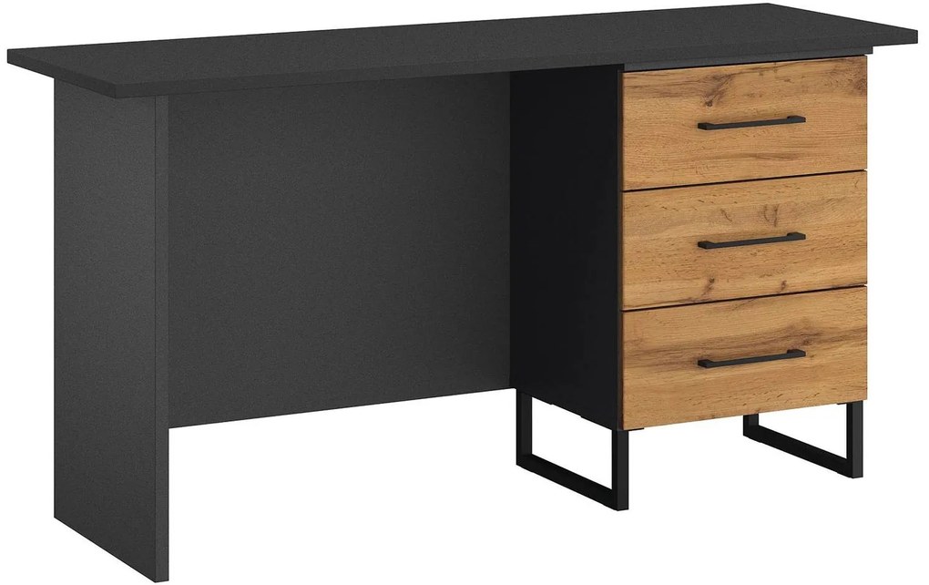 Goossens Basic Commode Bastion, Bureau 3 laden rechts, 140 cm breed