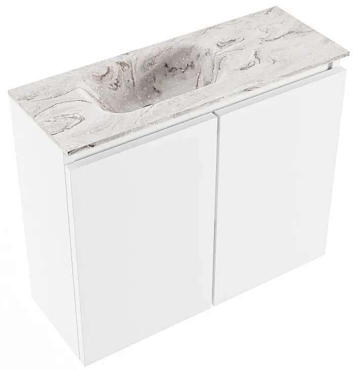 Mondiaz Ture DLux toiletmeubel 60cm talc met wastafel glace links zonder kraangat