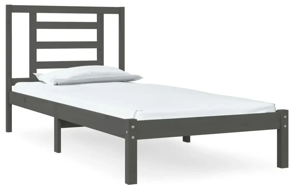 vidaXL Bedframe massief grenenhout grijs 100x200 cm