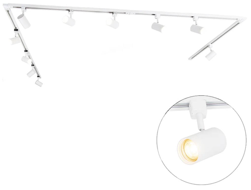 Modern railsysteem met 10 Spot / Opbouwspot / Plafondspots wit 1-fase - Iconic Jeana Modern GU10 Binnenverlichting Lamp