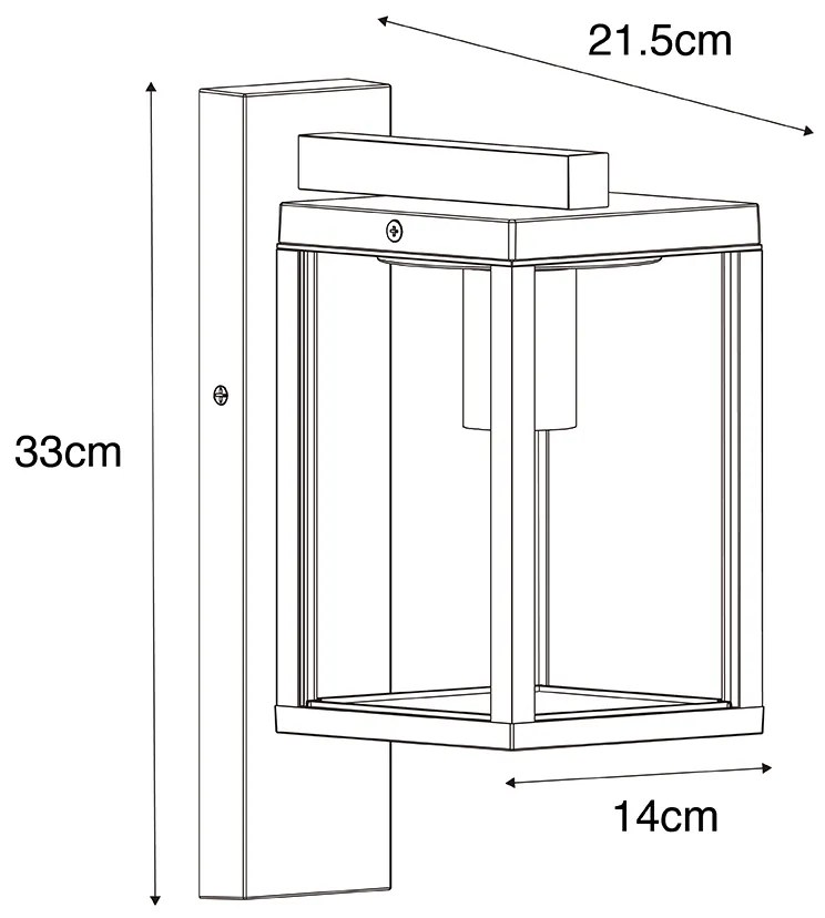 Smart buiten wandlantaarn zwart met ribbel glas incl. Wifi A60 - Charlois