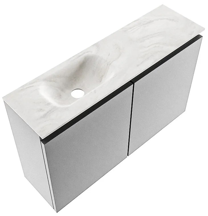 Mondiaz Ture DLux toiletmeubel 80cm plata met wastafel ostra links met kraangat