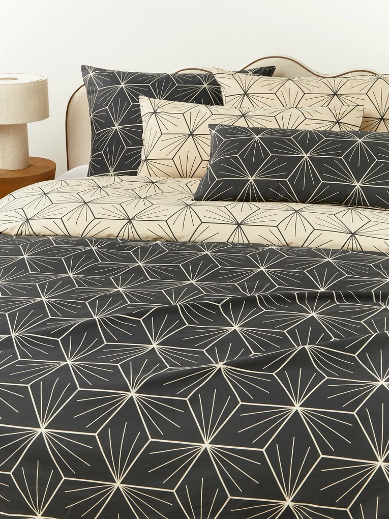 Omkeerbaar dekbedovertrek Ilda met geometrische print