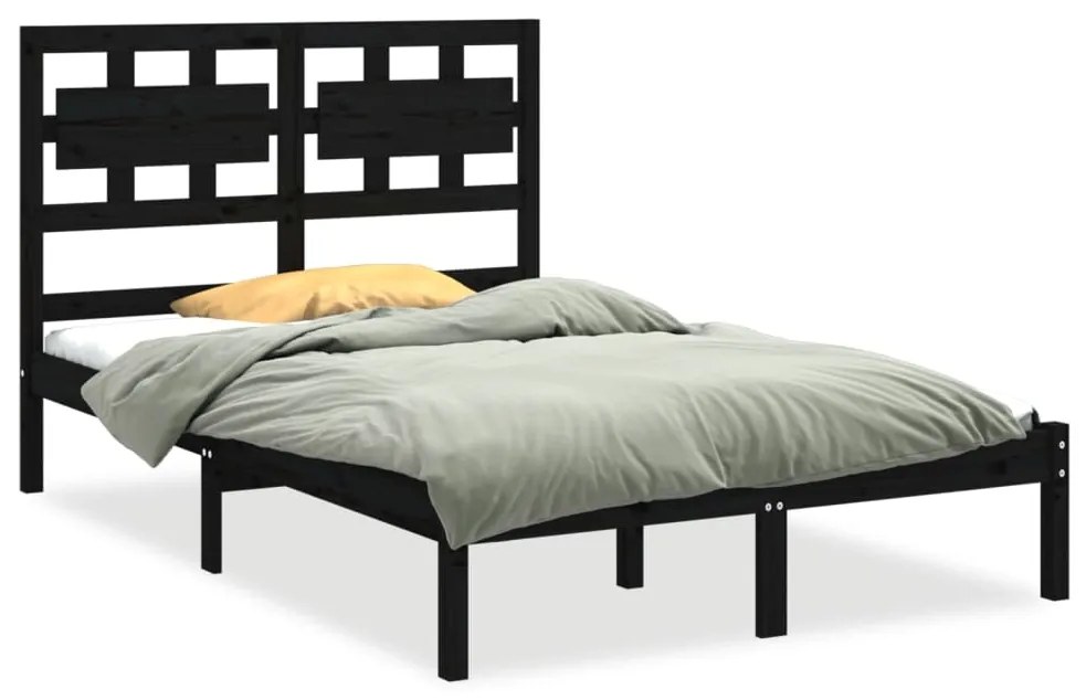 vidaXL Bedframe massief hout zwart 120x200 cm