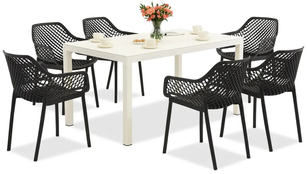 King/Aria wit en antraciet tuinmeubelset voor 6 personen Bica