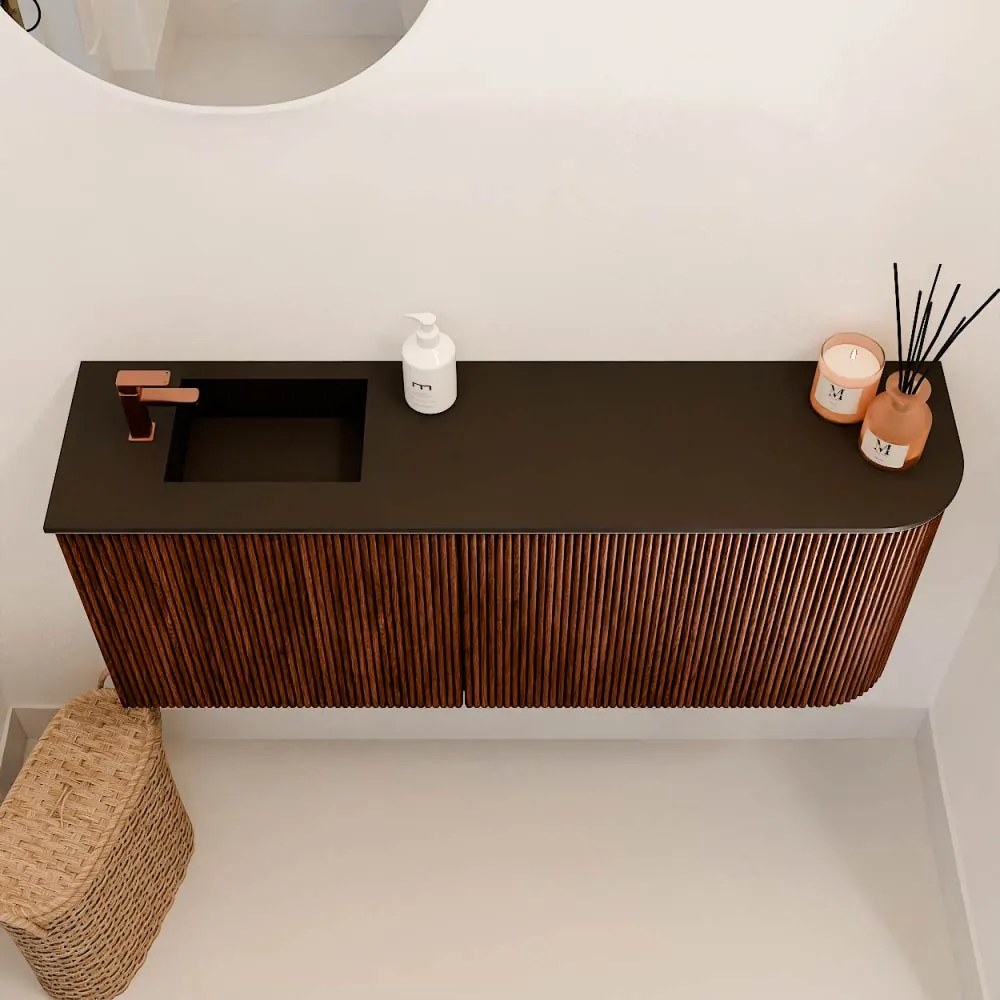 Mondiaz Joya 100cm toiletmeubel ronding rechts ruby met wastafel faye links 1 kraangat urban