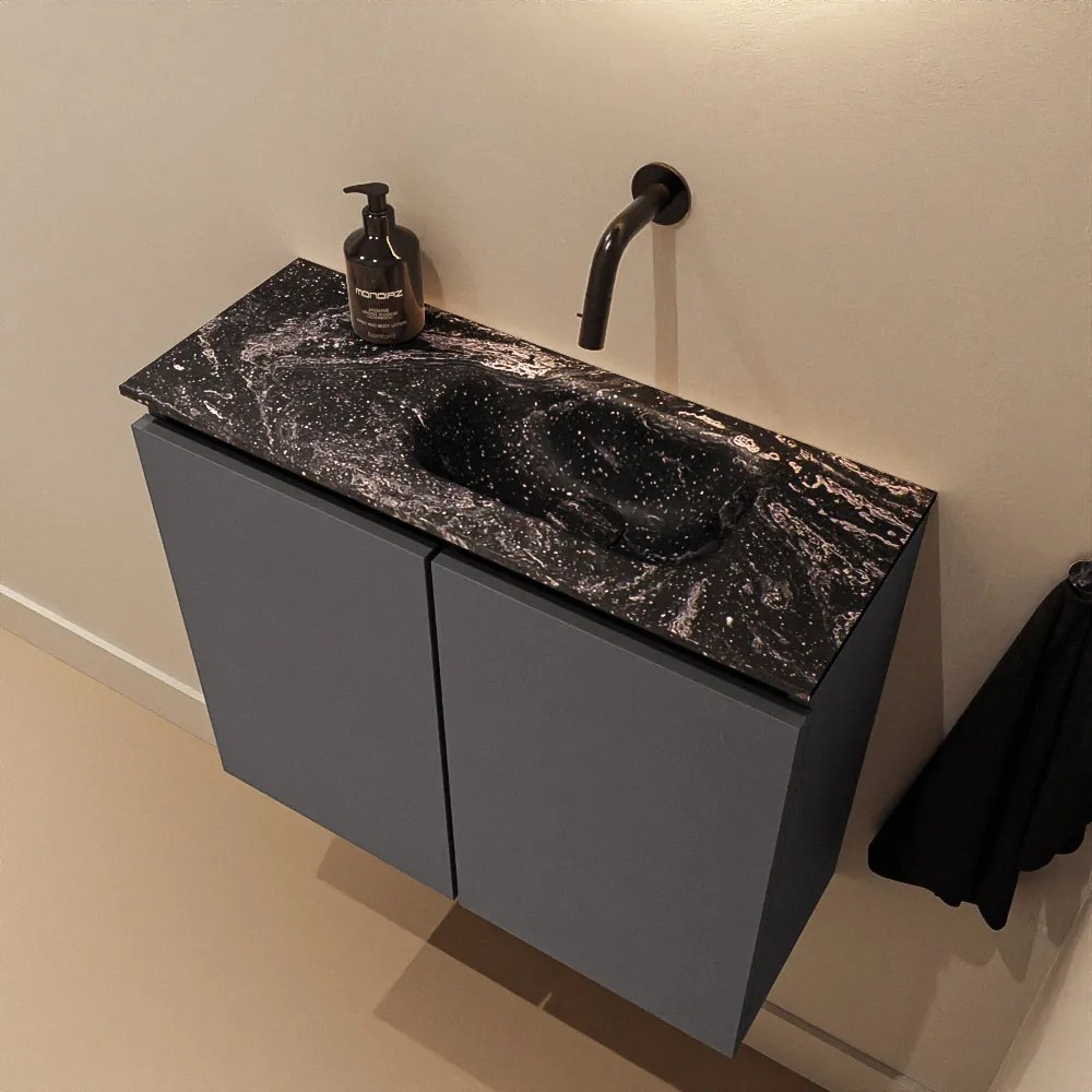 Mondiaz Ture DLux toiletmeubel 60cm dark grey met wastafel lava rechts zonder kraangat