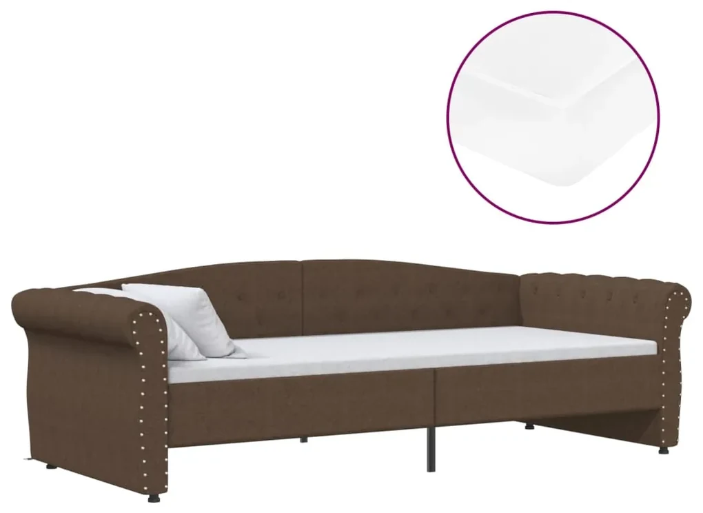 vidaXL Slaapbank met matras en USB stof bruin 90x200 cm