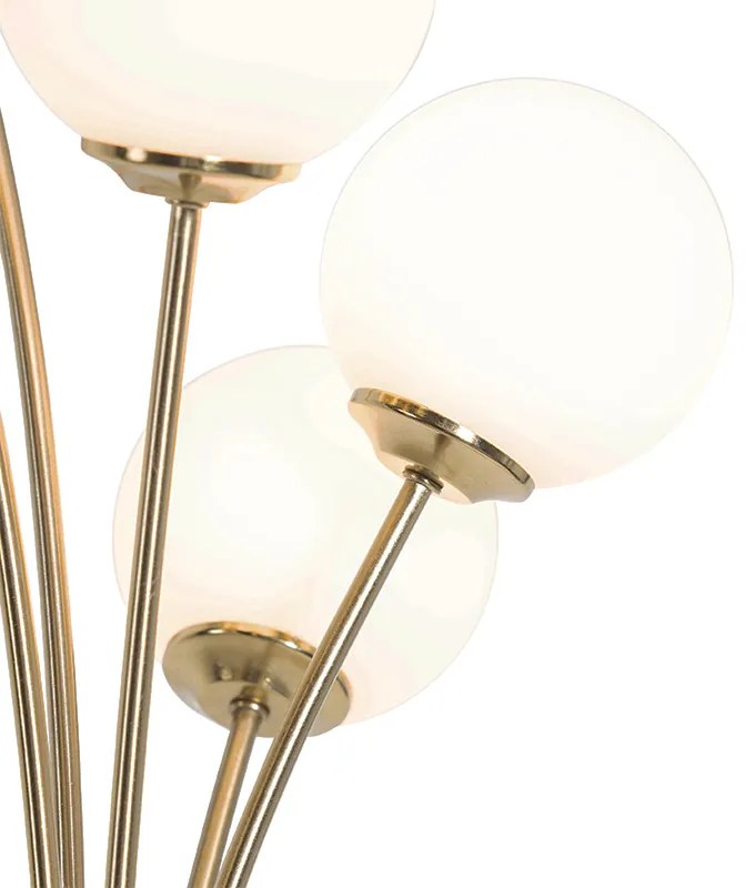 Moderne vloerlamp goud met opaal glas 5-lichts - Athens