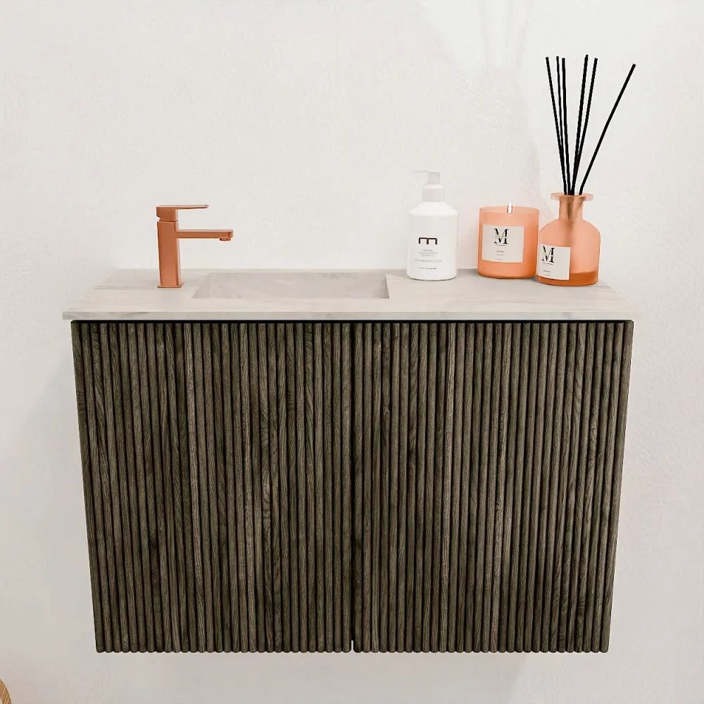 Mondiaz Joya DLux 60cm toiletmeubel shadow met wastafel faye links 1 kraangat ostra