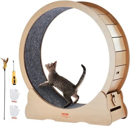 VEVOR Kattenloopwiel, 1100 mm, kattenloopband, met afneembare loopband, kattenspeelgoed voor rennen, wandelen en training, geschikt voor de meeste katten tot 11,3 kg, kattenloopwiel, houtkleur