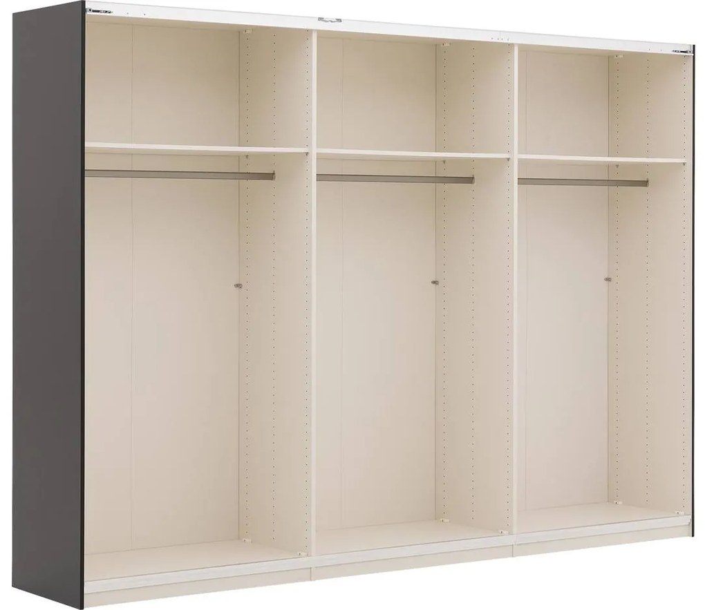Goossens Kledingkast Easy Storage Sdk, 300 cm breed, 220 cm hoog, 2x 3 paneel schuifdeuren en 1x 3 paneel spiegel schuifdeur midden