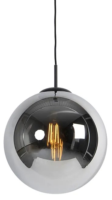 Art Deco hanglamp zwart met smoke glas 30 cm - Pallon