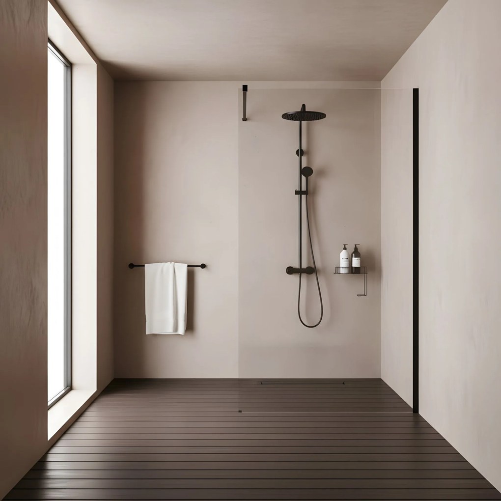 Walk-in douchewand Rea Flexi Transparent / Black 90