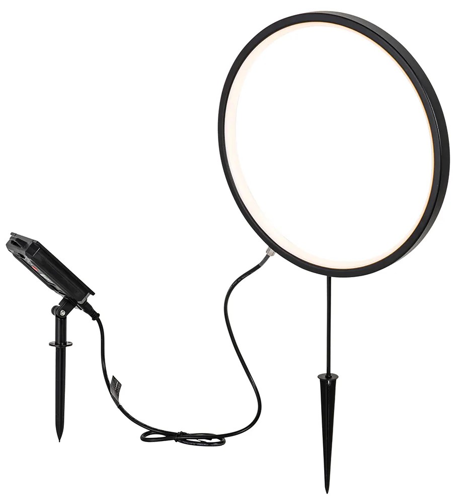 Prikspot zwart 60 cm incl. LED oplaadbaar en solar IP65 - Adalind