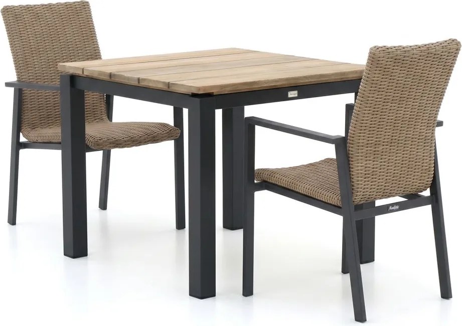 Diningset Manifesto  | 2 personen teakhout | Tuinset stapelbaar | 3-delig | Kees Smit Tuinmeubelen