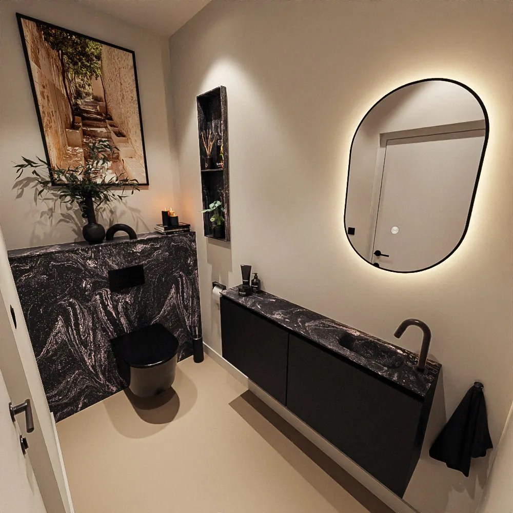 Mondiaz Ture DLux toiletmeubel 120cm urban met wastafel lava rechts met kraangat