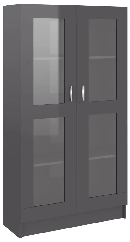 vidaXL Vitrinekast 82,5x30,5x150 cm spaanplaat hoogglans grijs