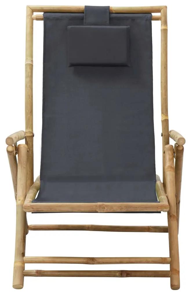 vidaXL Relaxstoel verstelbaar bamboe en stof donkergrijs