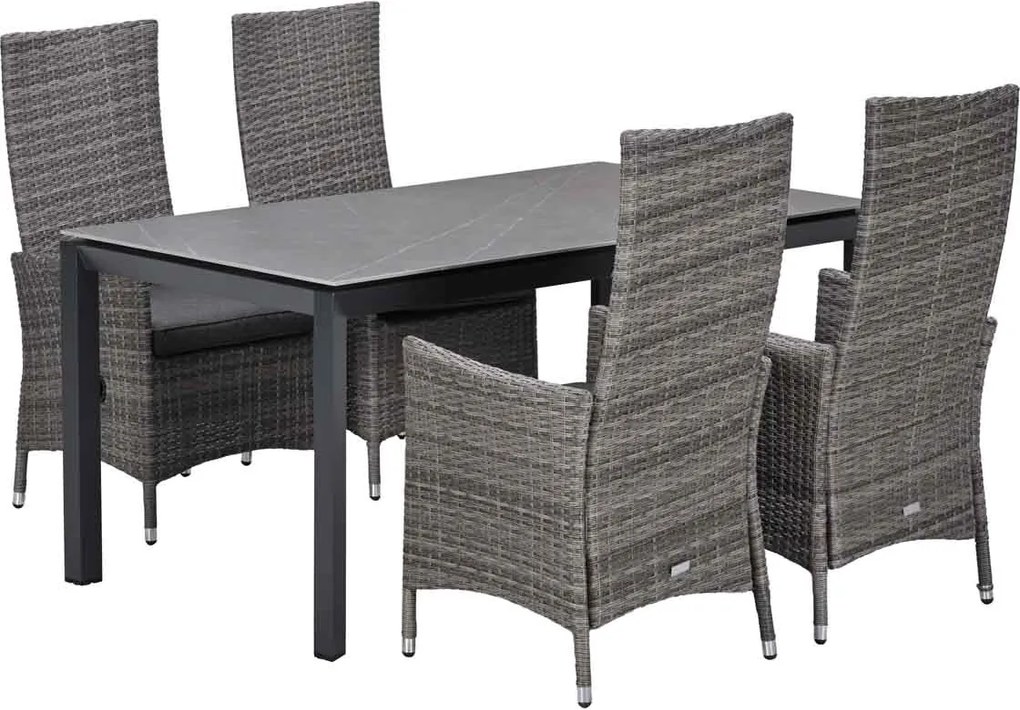 Garden Impressions Nice tuinset 5-delig - Skala tuintafel 160x90 cm