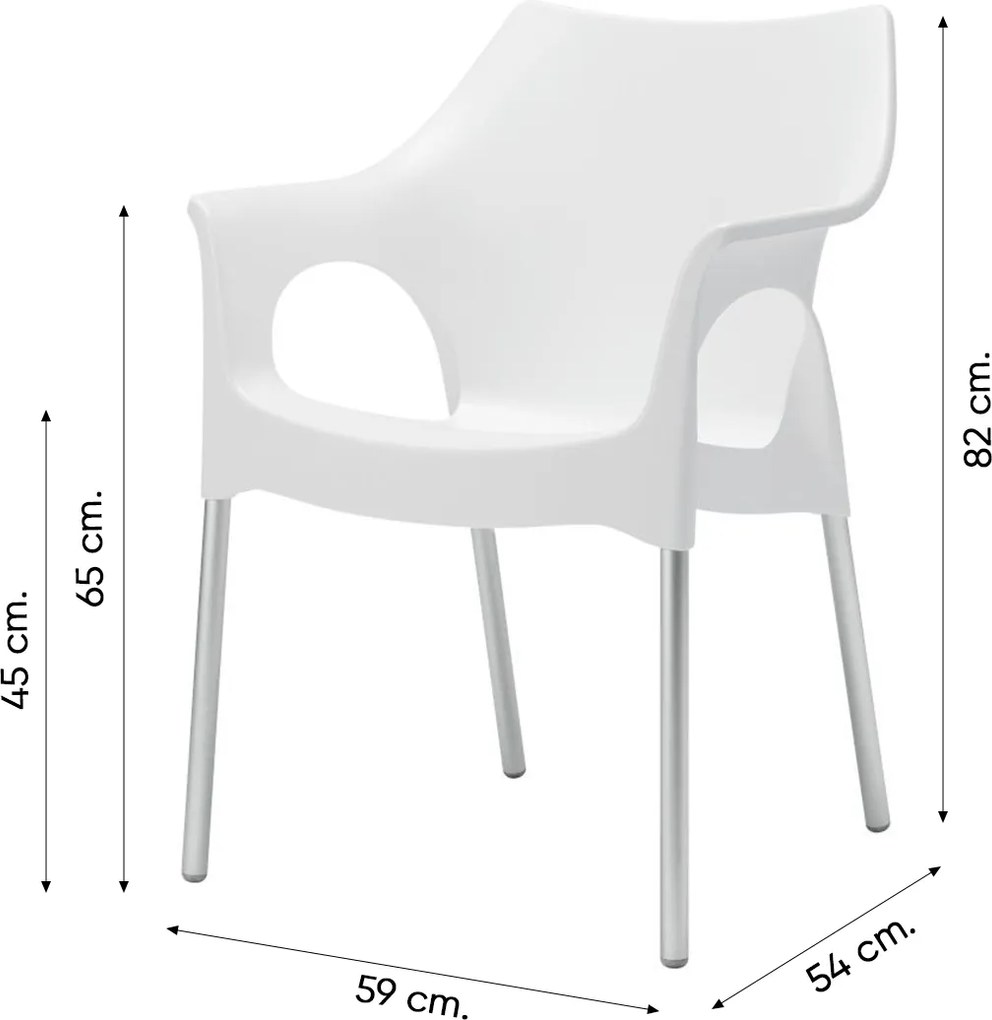 Set van 4 - Scab Ola stapelbare kunststof tuinstoel - Ivoor