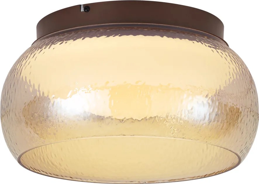 Art Deco plafondlamp bruin met amber glas incl. LED 3-staps dimbaar - Thimble