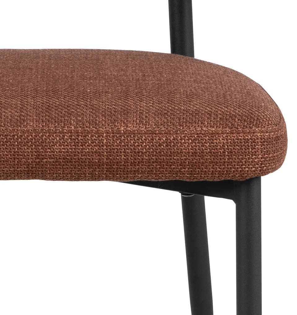 IRIS Terracotta (stof Basel 44) – GESTOFFEERDE STOEL MET GEVLOCHTEN RUGLEUNING VOOR WOONKAMER/EETKAMER LOFT