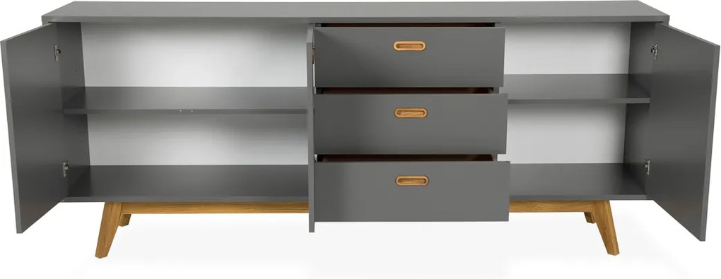 Tenzo Bess Mat Grijs Dressoir Eiken - 200x43x82cm.