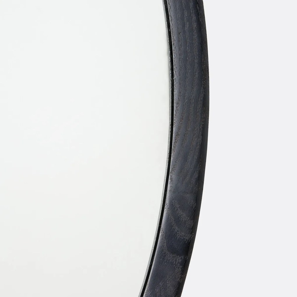 Ronde spiegel in massief zwart eiken,Ø100 cm, Orion