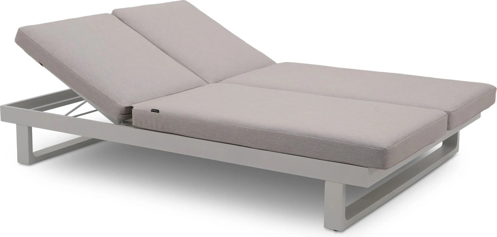 Lifestyle Garden Furniture Massimo Ligbed Met Kussen Wit/soft Grey Aluminium Wit