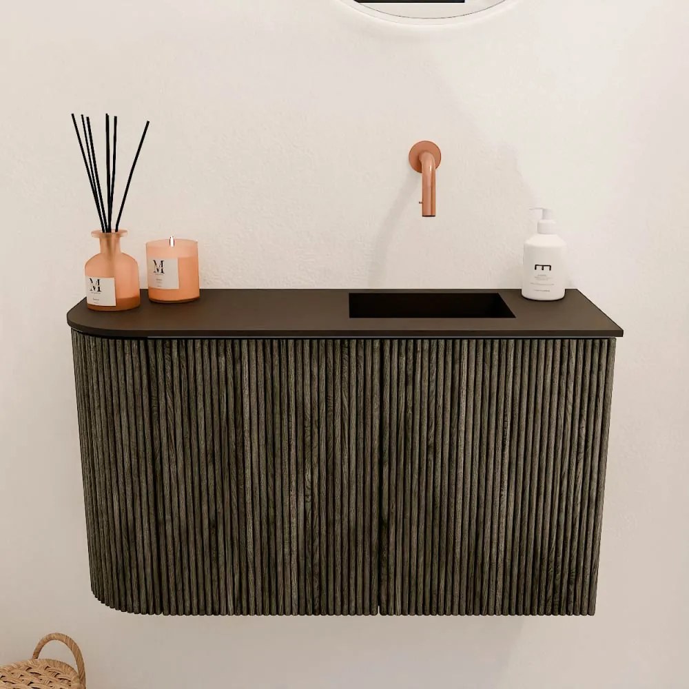 Mondiaz Joya 70cm toiletmeubel ronding links shadow met wastafel faye rechts zonder kraangat urban