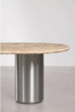[*]poot Voor Ovale Eettafel 220x110 Cm Luceida Geborsteld Roestvrij Staal - Sklum