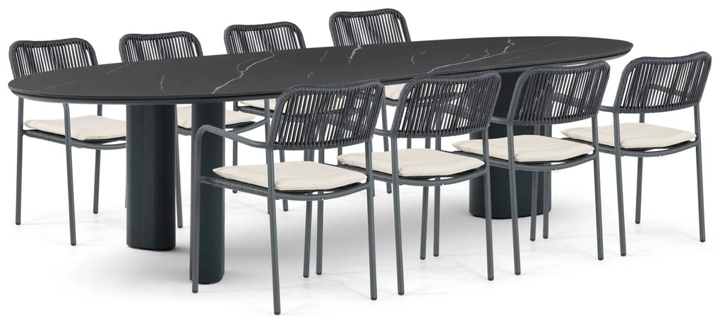Tuinset 8 personen 300 cm Aluminium/rope Grijs Coco Penya/Weave