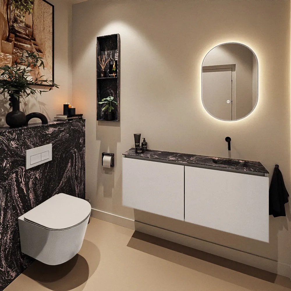 Mondiaz Ture DLux toiletmeubel 120cm linen met wastafel lava rechts zonder kraangat