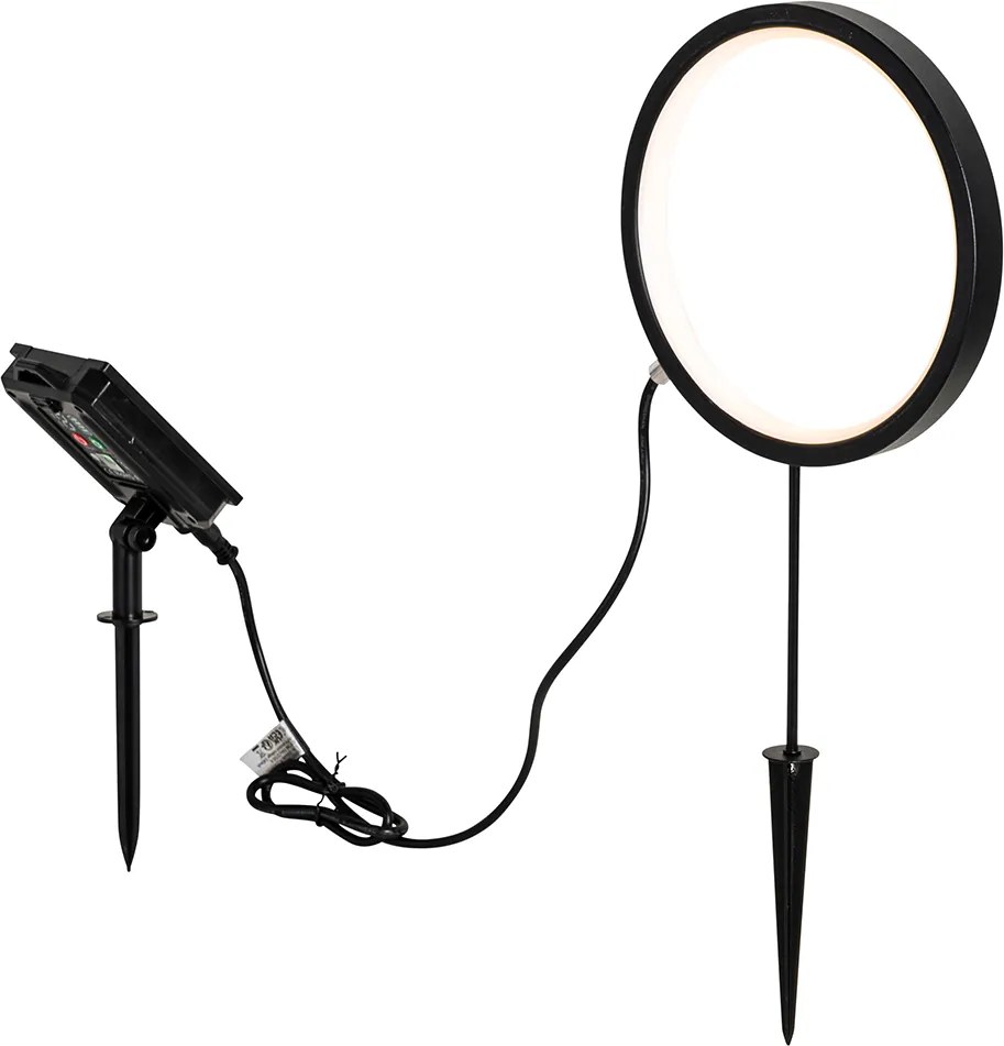 Set van 2 prikspots zwart 50cm incl. LED oplaadbaar en solar IP65 - Adalind