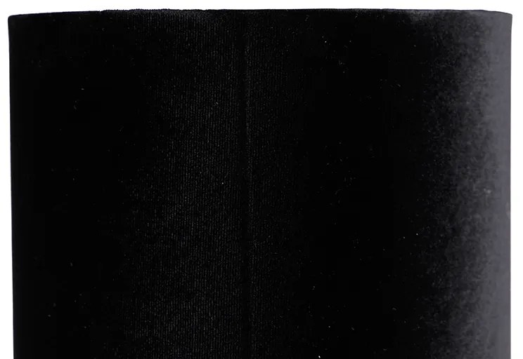 Moderne tafellamp zwart met velours zwarte kap - Rich