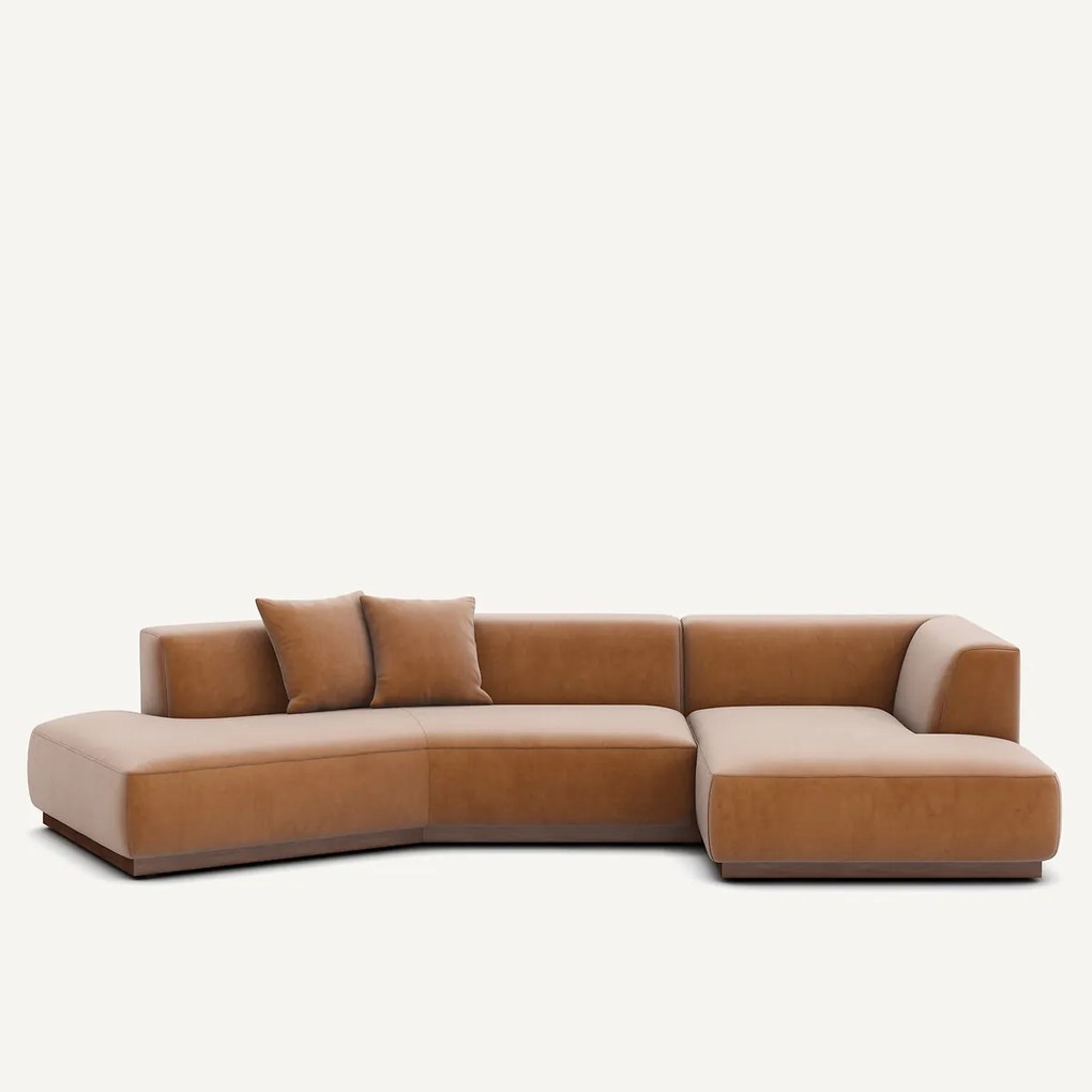 Rechter open hoekbank in fluweel, Jacopo