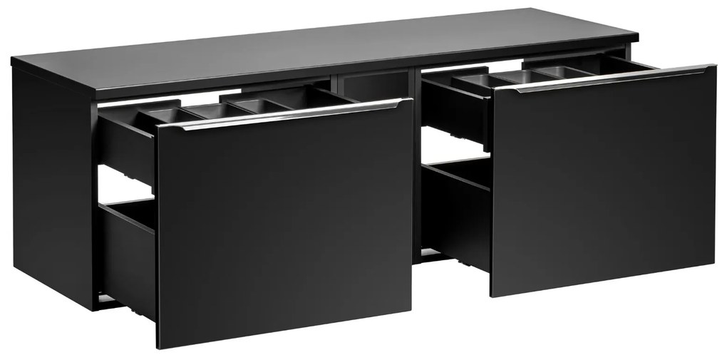 Comad Santa Fe Black badkamermeubel 140cm met open kast en toppaneel zwart mat