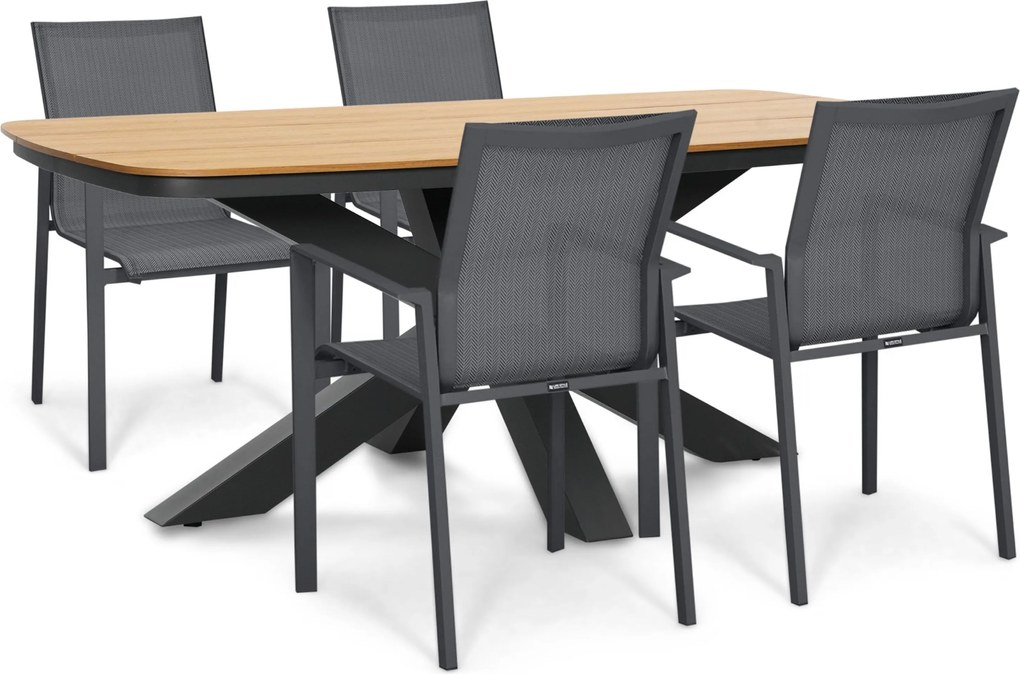 Tuinset 4 personen 180 cm Aluminium Grijs Lifestyle Garden Furniture Timo/Camila