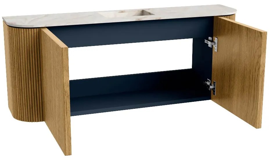 Mondiaz Joya DLux 105cm toiletmeubel ronding links/rechts oak met wastafel faye midden 1 kraangat frappe