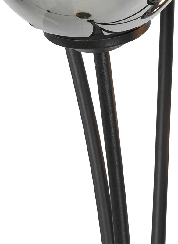 Moderne vloerlamp zwart 5-lichts met smoke glas - Athens