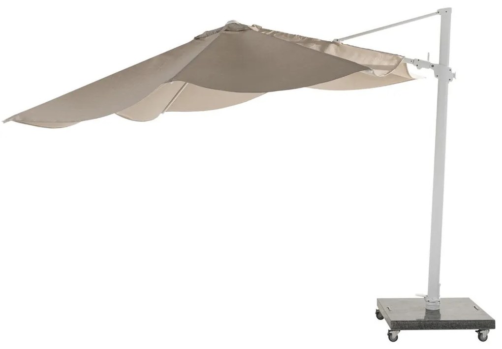 4 Seasons Outdoor Siesta PREMIUM 300 x 300 cm parasol zand doek met wit frame SALE Parasol   houtkleur weerbestendig