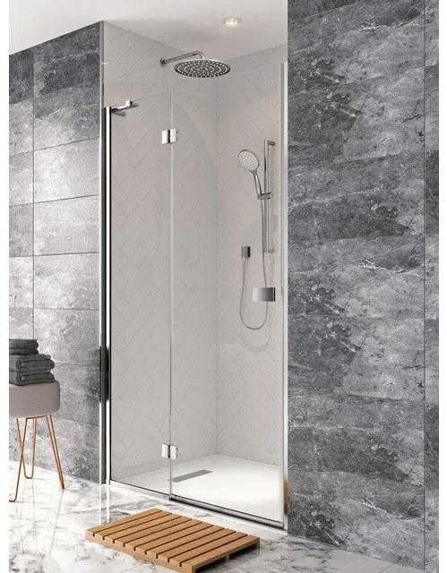 Crosswater Design New draaideur met vast paneel 120x195cm zilver profiel helder glas DHDSC1200_V2