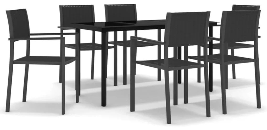 vidaXL 7-delige Tuinset zwart