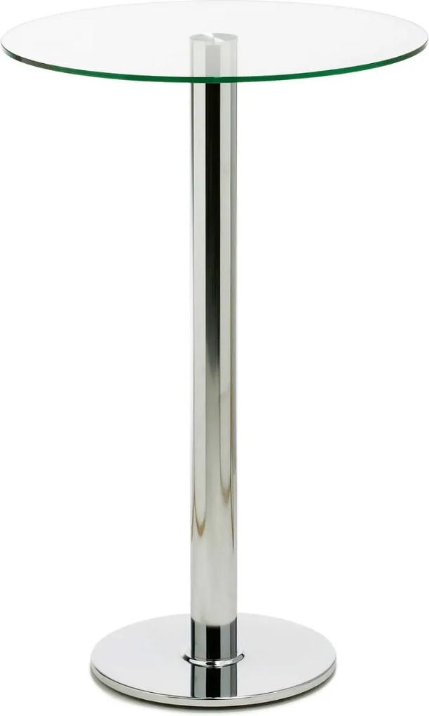 24Designs Lanzo Statafel - Hoogte 110 Cm - Glazen TafelbladØ70 Cm - Chromen Onderstel