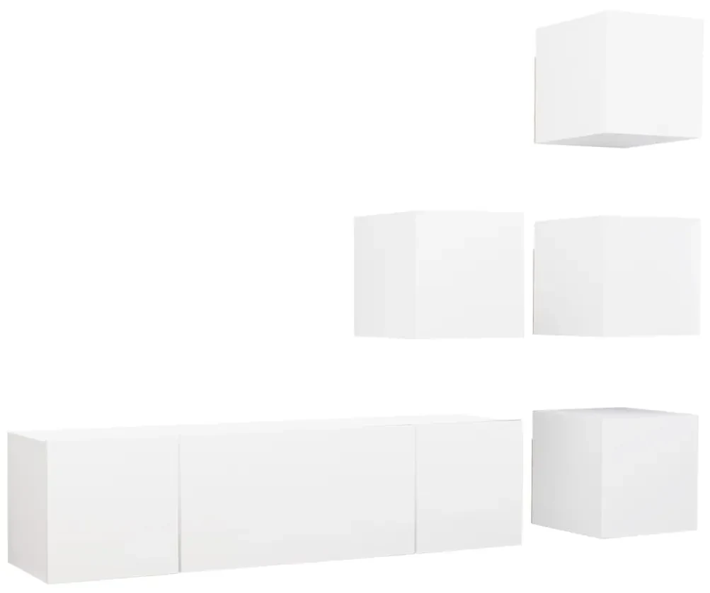 vidaXL 6-delige Tv-meubelset spaanplaat wit