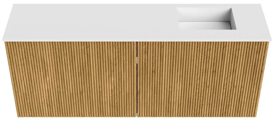 Mondiaz Joya 100cm toiletmeubel oak met wastafel faye rechts zonder kraangat talc