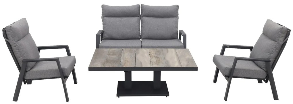 Azoren/Jersey stoel-bank loungeset 4-delig verstelbaar - Antraciet OP=OP