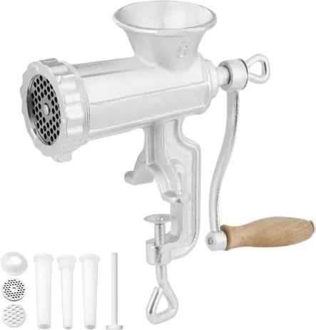 VEVOR Vleesmolen Handmatige 5 / 8 mm Snijplaten, Vleesmolen Keukenhulp inclusief 3 Worstvulbuizen &amp; Duwstang Vleesmachine Vleesmolen Gehaktworstvuller Gemakkelijk schoon te maken Vleesmolen